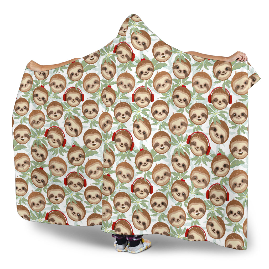 DJ Sloth Hooded Balnket Small Print