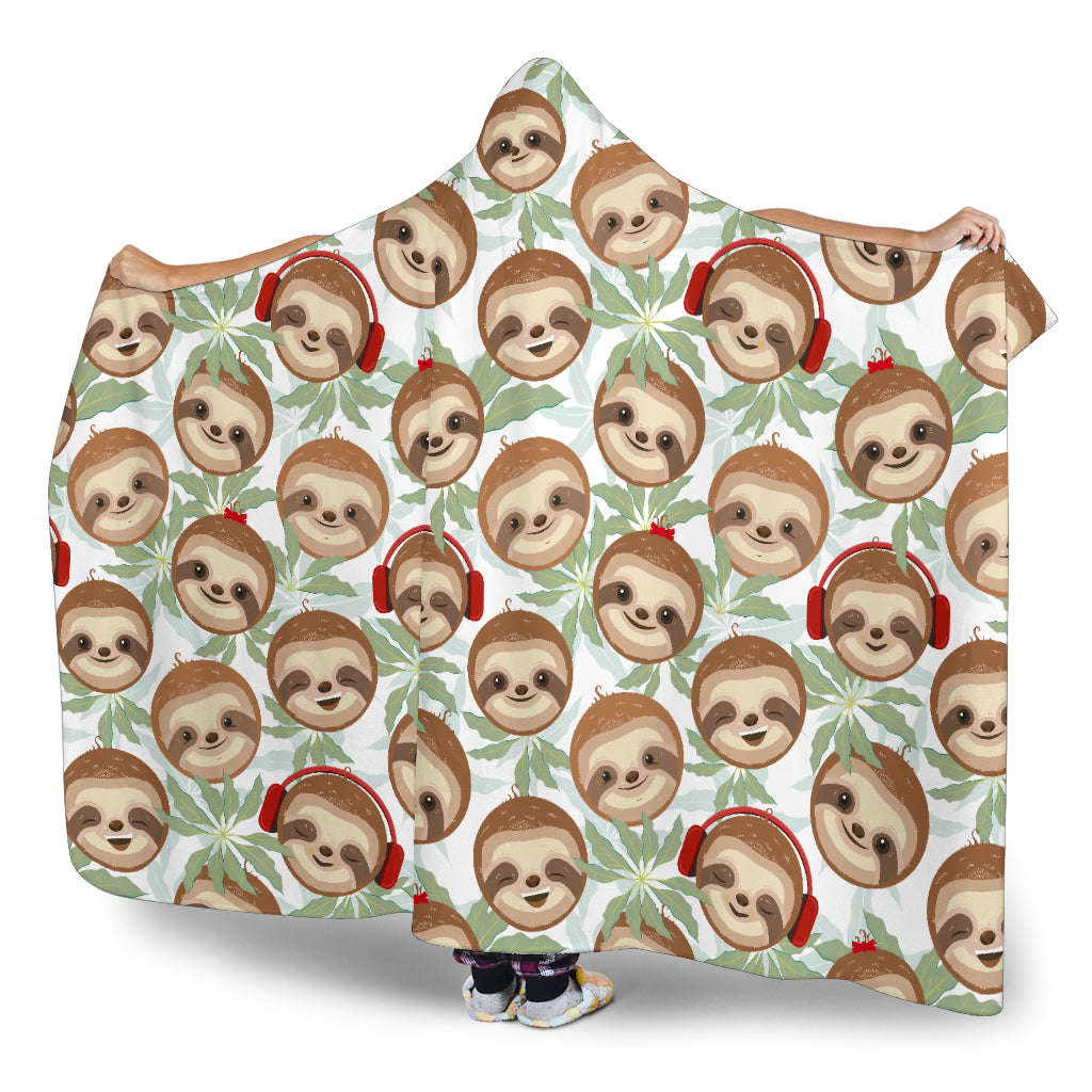 Dj Sloth Hooded Blanket Large Print