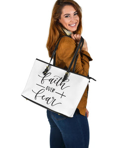 Fatih Over Fear, Large Vegan Leather Tote Bags 