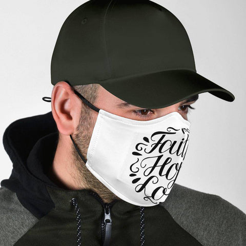 Image of Faith Hope Love Face Mask Black Face Mask 