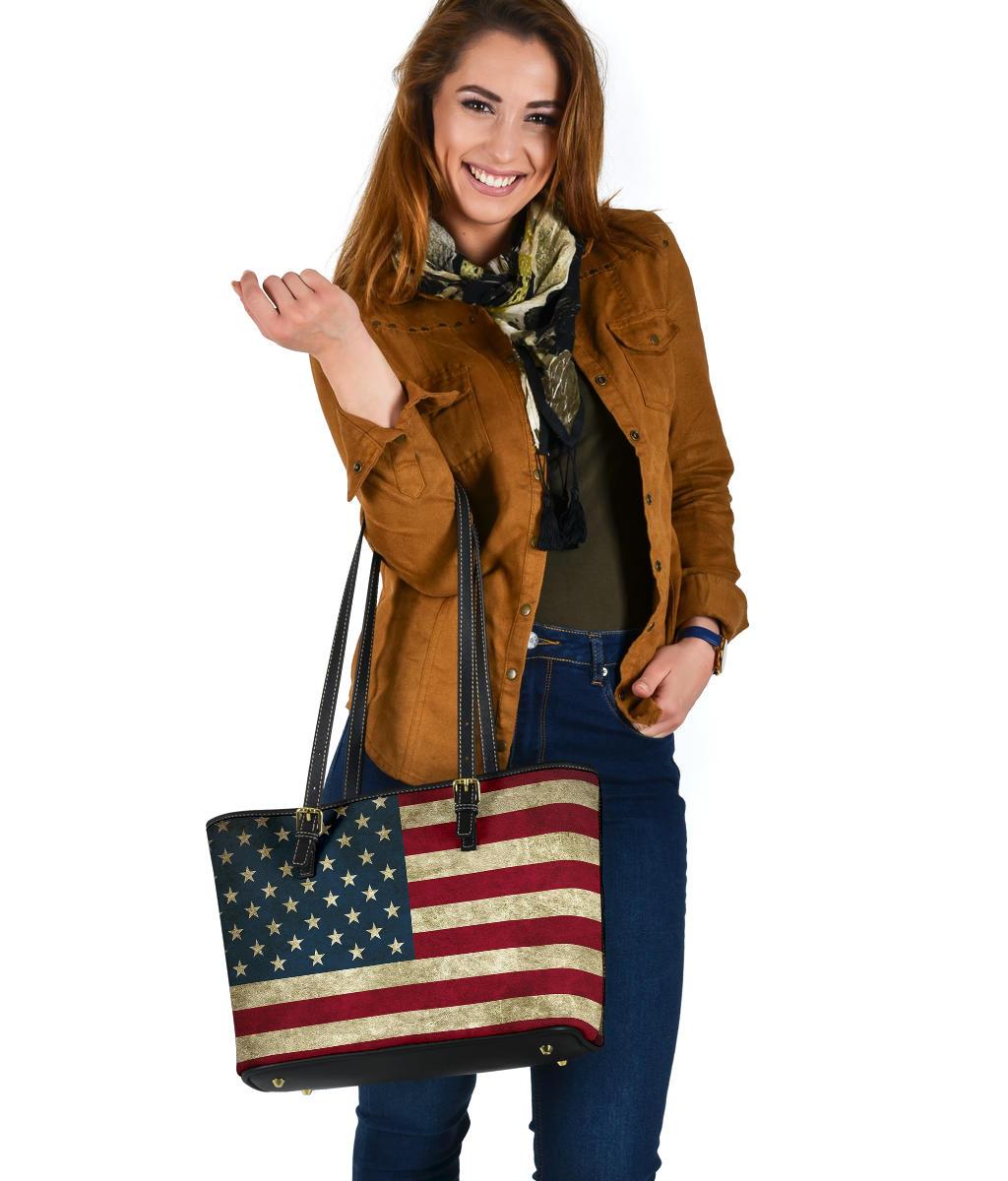 American Flag Vegan Leather Tote Bags 