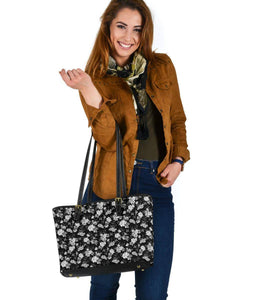 White Roses and Butterflies, Vegan Leather Tote Bags 