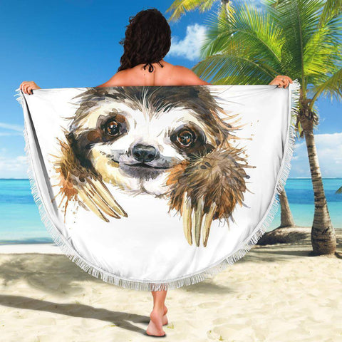 Image of Happy Sloth Beach Blanket Beach Blanket 
