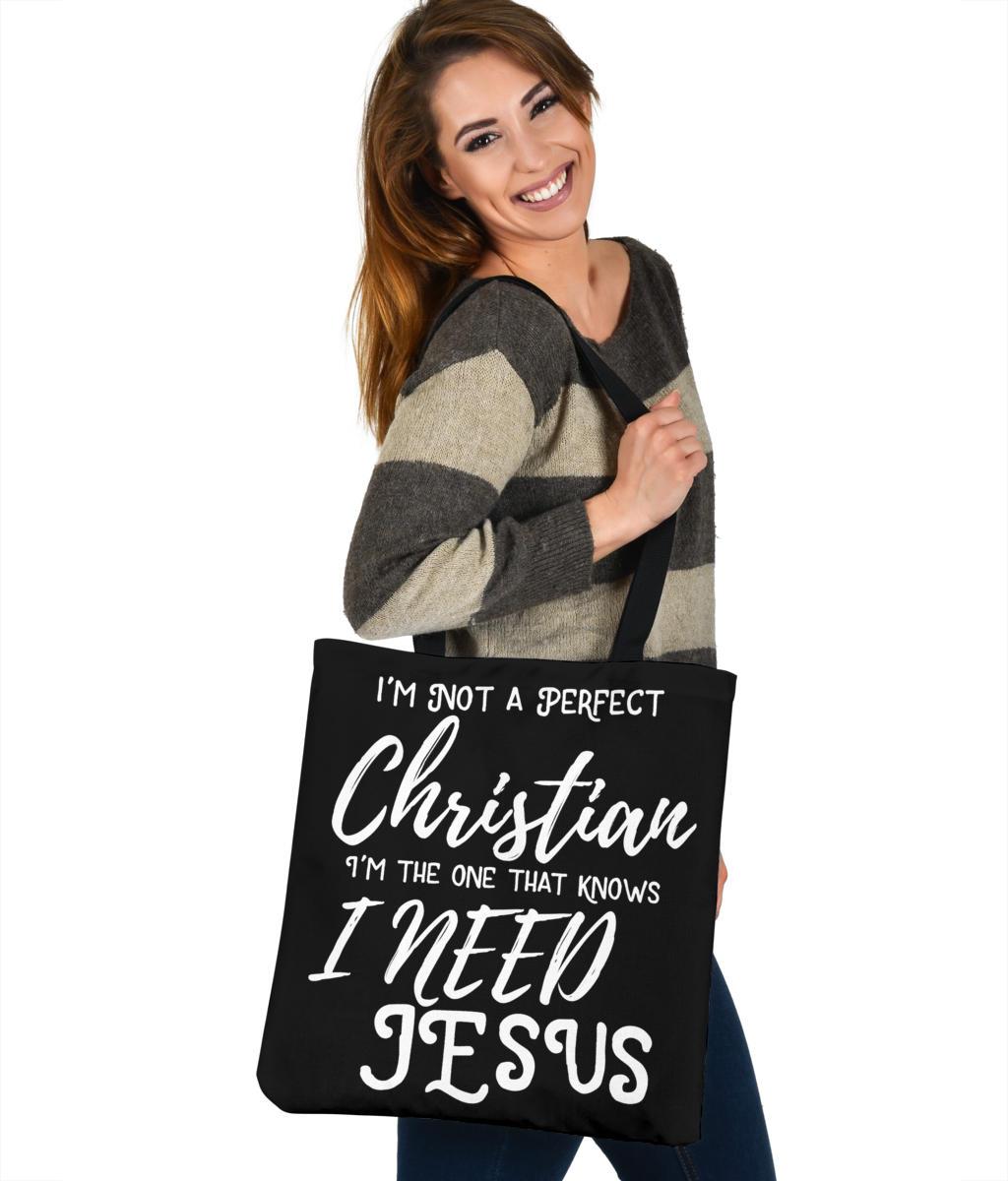 Not Perfect, I Need Jesus, Canvas Tote Tote Bag 