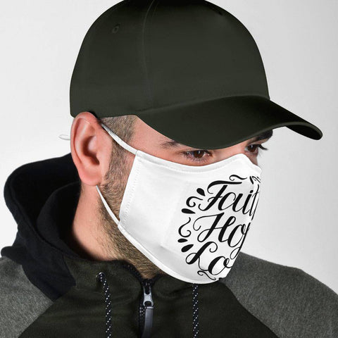 Image of Faith Hope Love Face Mask Black Face Mask 