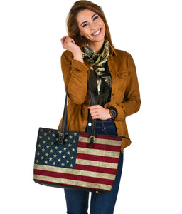 American Flag Tote, Large Vegan Leather Bags 