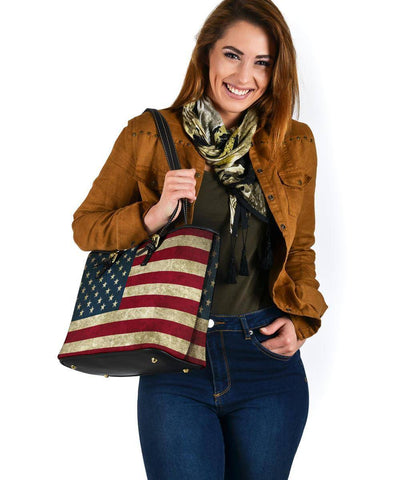 Image of American Flag Vegan Leather Tote Bags 