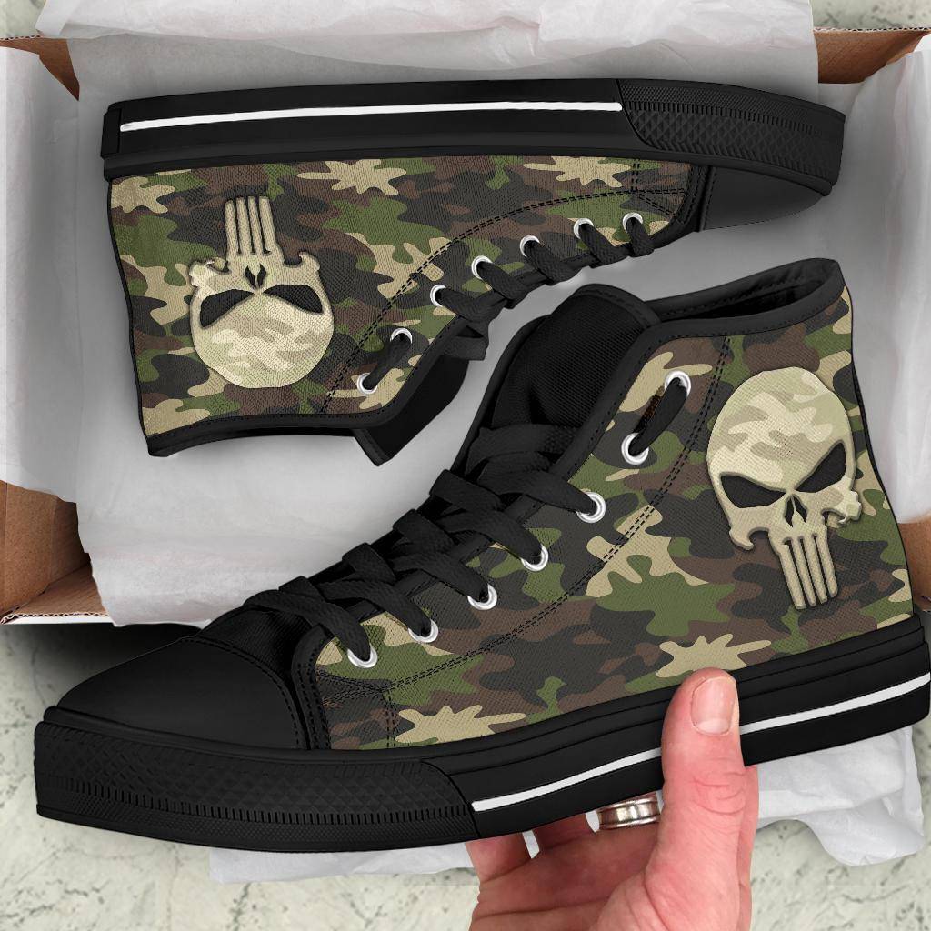 Camo Punisher Canvas High Tops Shoes 