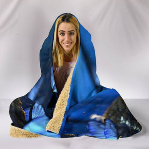 Cool Blue Butterfly Hoodie Blanket 