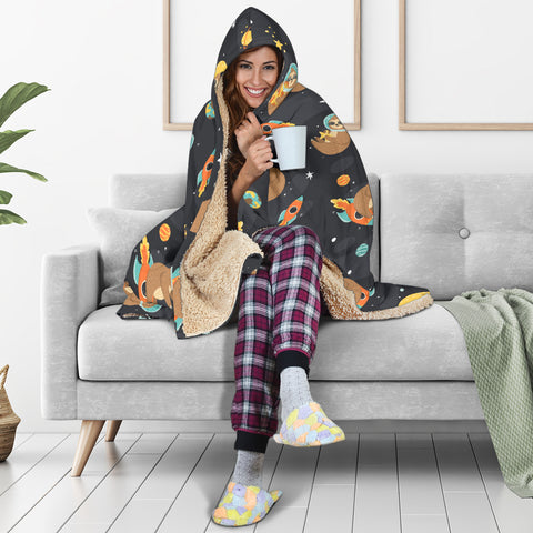 Image of Sleeping Space Sloth Hooded Blanket Small Pattern