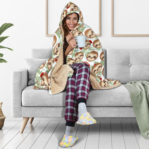 Image of DJ Sloth Hooded Balnket Small Print
