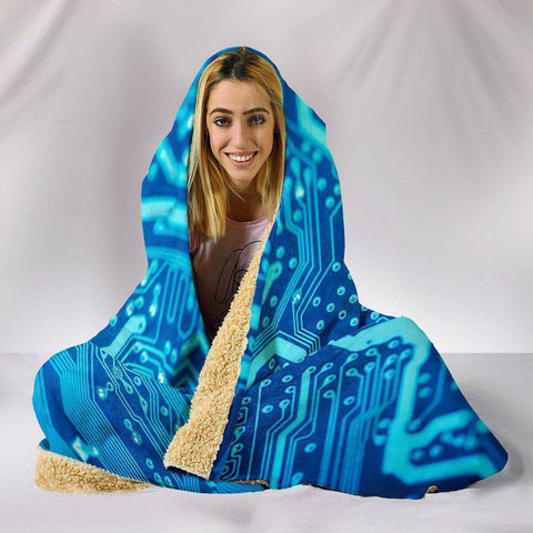 Image of Premium Hoodie Blanket with Blue Circuit Board V.1 