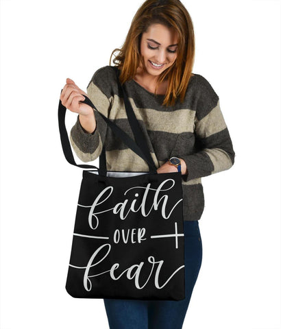 Image of Faith Over Fear, Canvas Tote Tote Bag 
