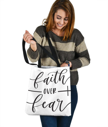 Image of Faith Over Fear Canvas Tote Tote Bag 