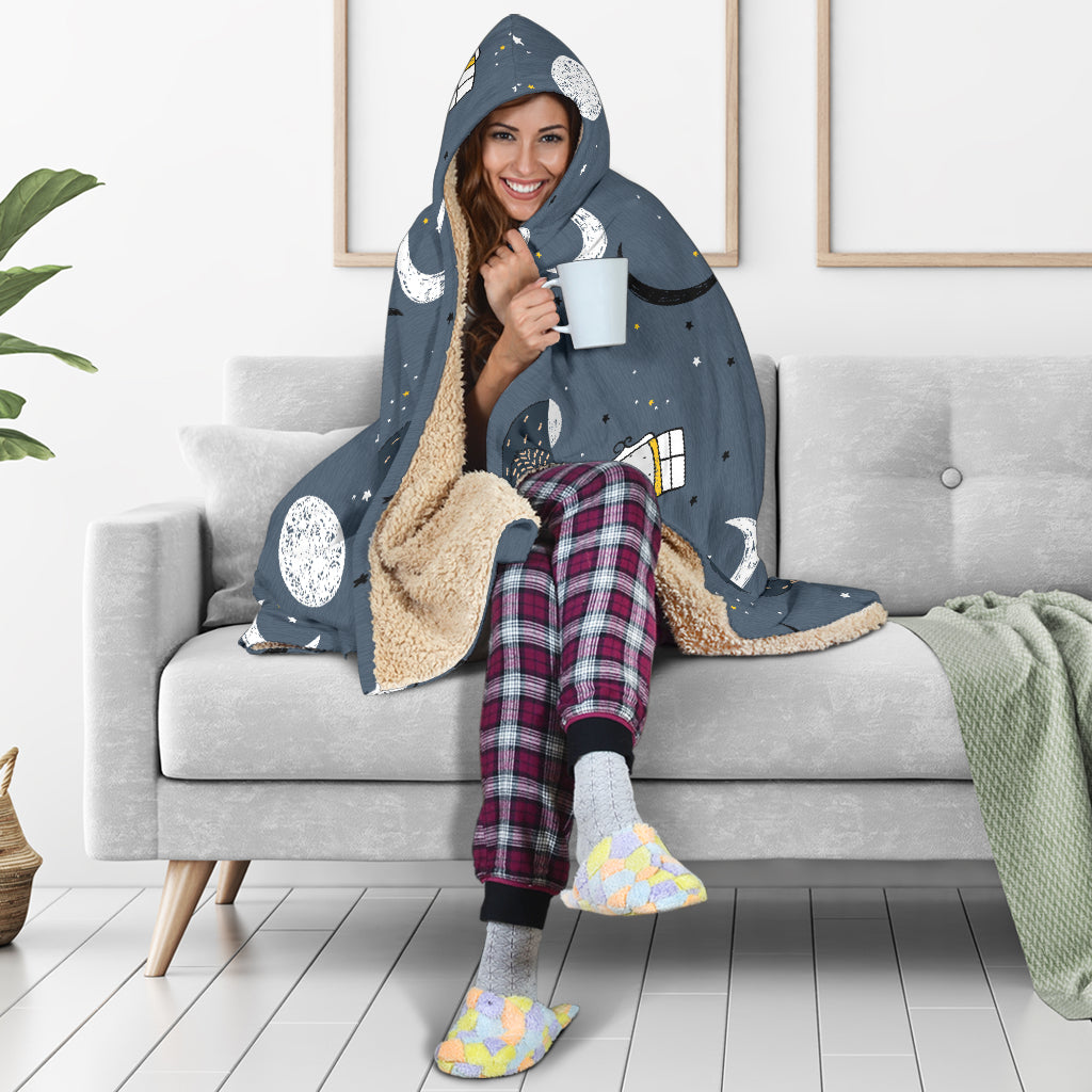 Sleeping Space Sloth Hooded Blanket Large Print