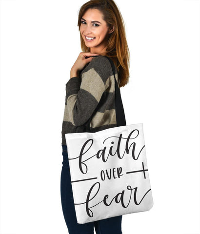 Image of Faith Over Fear Canvas Tote Tote Bag 