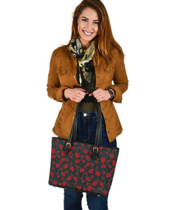 Red Roses Vegan Leather Tote Bags 