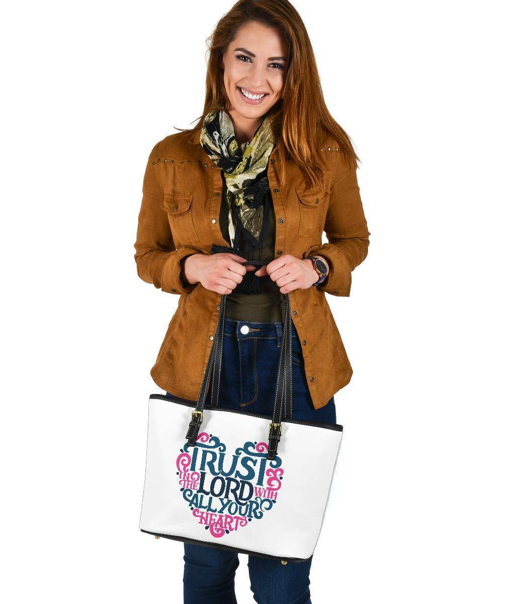 Trust In The Lord, Vegan Leather Tote Bags 
