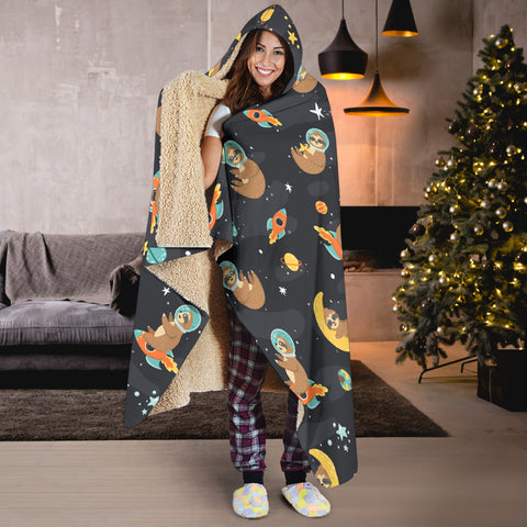 Image of Sleeping Space Sloth Hooded Blanket Small Pattern