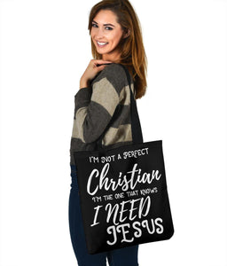 Not Perfect, I Need Jesus, Canvas Tote Tote Bag 