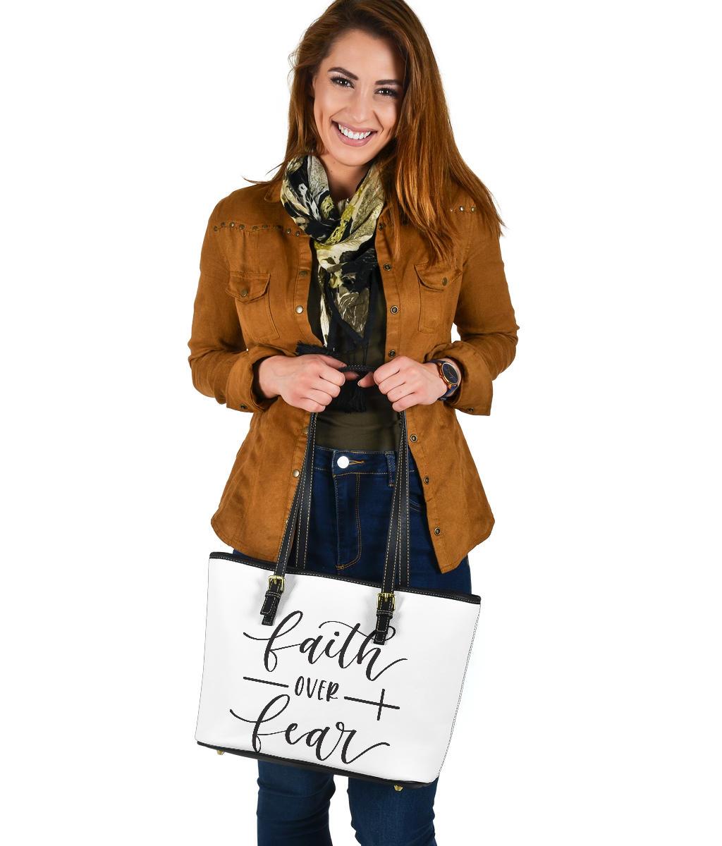 Faith Over Fear, Vegan Leather Tote 