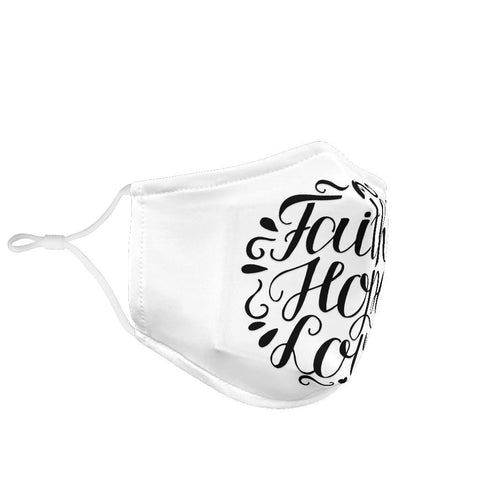 Image of Faith Hope Love Face Mask Black Face Mask 
