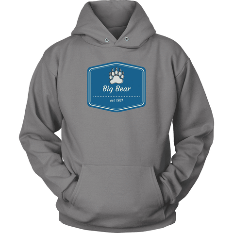 Image of Big Bear Blue Logo T-shirt Unisex Hoodie Grey S