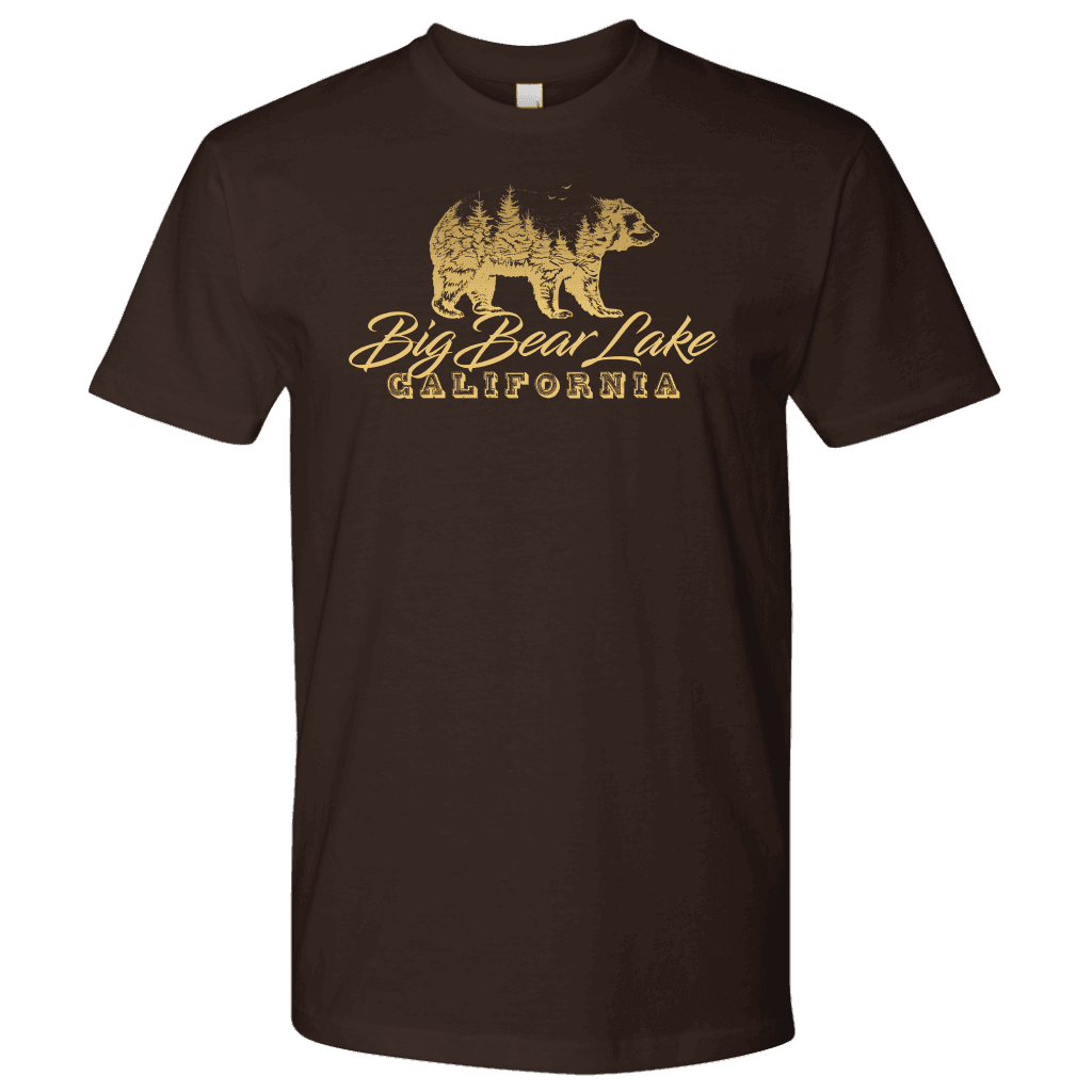Big Bear Lake California V.2, Mens, Gold T-shirt Next Level Mens Shirt Dark Chocolate S
