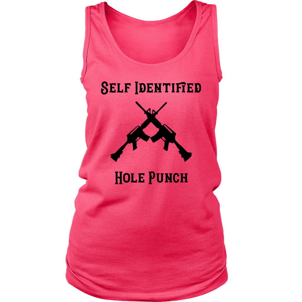 Self Identified Hole Punch T-shirt District Womens Tank Neon Pink S