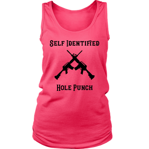 Self Identified Hole Punch T-shirt District Womens Tank Neon Pink S
