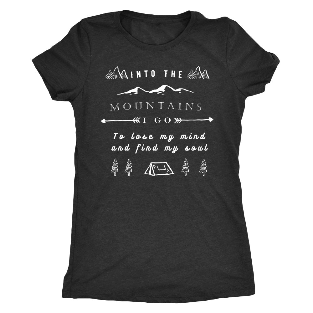 Into the Mountains I Go T-shirt Next Level Womens Triblend Vintage Black S