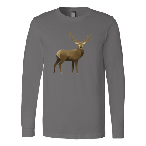 Image of Real Polygonal Deer T-shirt Canvas Long Sleeve Shirt Asphalt S