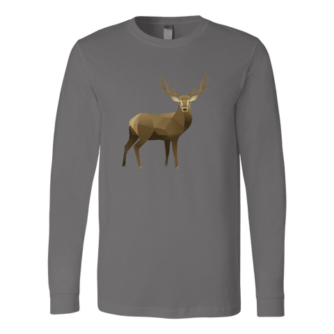 Image of Real Polygonal Deer T-shirt Canvas Long Sleeve Shirt Asphalt S