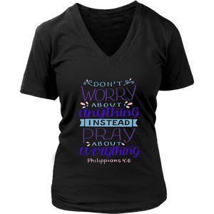 Don't Worry!, Philippians 4:6 T-shirt District Womens V-Neck Black S