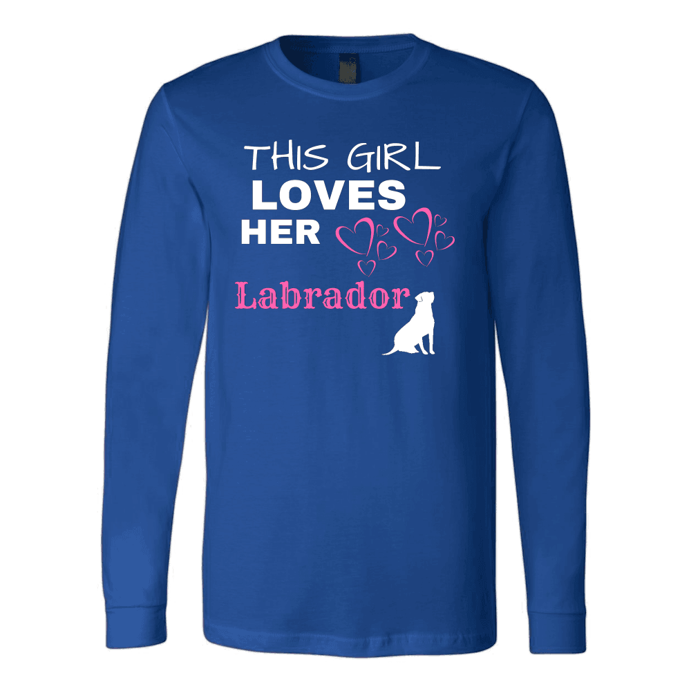This Girl Loves Her Lab T-shirt Canvas Long Sleeve Shirt Royal S