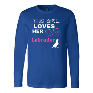 This Girl Loves Her Lab T-shirt Canvas Long Sleeve Shirt Royal S