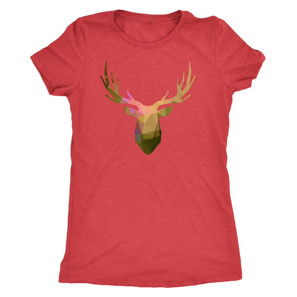 Deer Polygonal 2 T-shirt Next Level Womens Triblend Vintage Red S