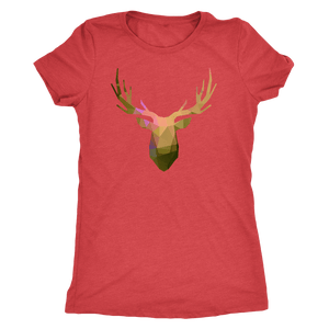 Deer Polygonal 2 T-shirt Next Level Womens Triblend Vintage Red S