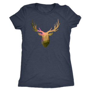 Deer Polygonal 2 T-shirt Next Level Womens Triblend Vintage Navy S