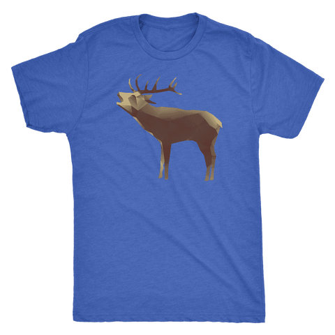 Image of Large Polygonaly Deer T-shirt Next Level Mens Triblend Vintage Royal S