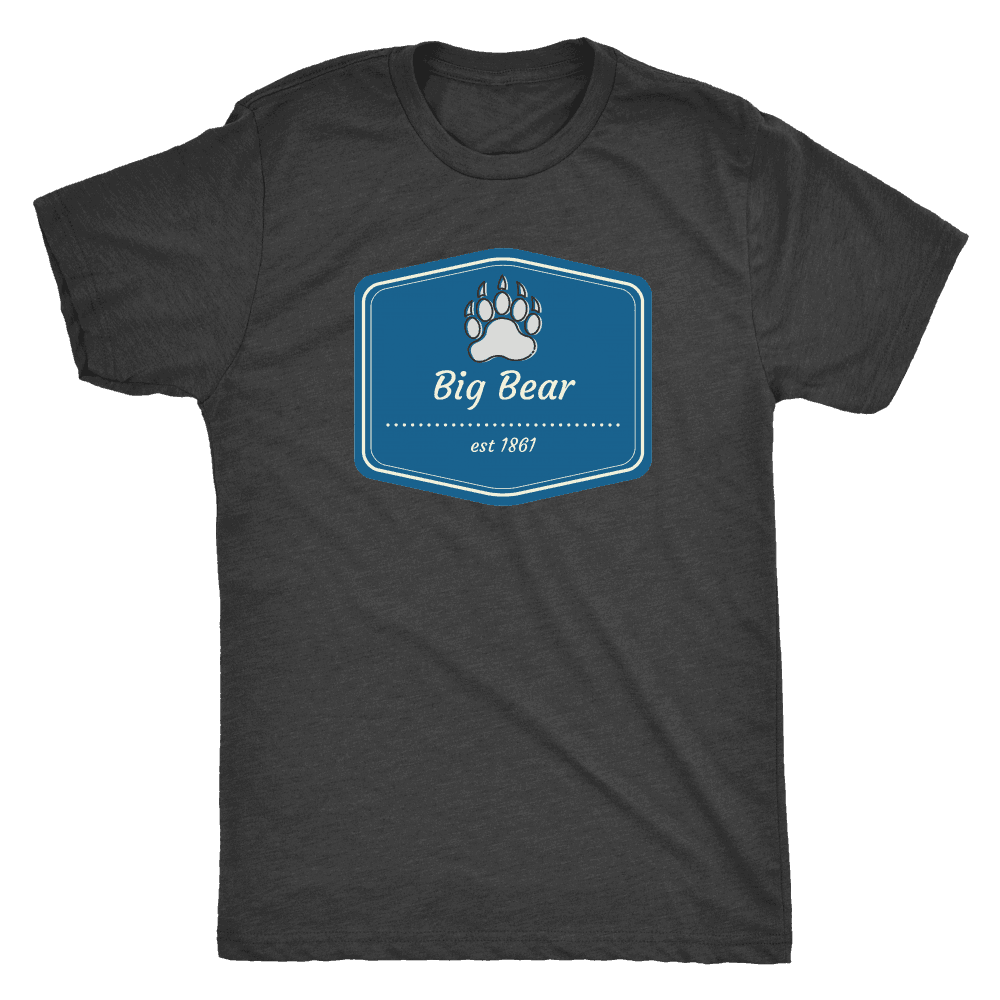 Big Bear Blue Logo T-shirt Next Level Mens Triblend Vintage Black S