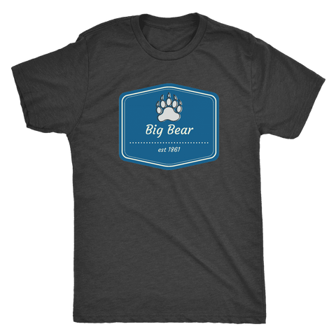Image of Big Bear Blue Logo T-shirt Next Level Mens Triblend Vintage Black S