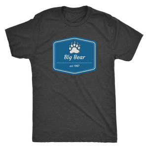 Big Bear Blue Logo T-shirt Next Level Mens Triblend Vintage Black S
