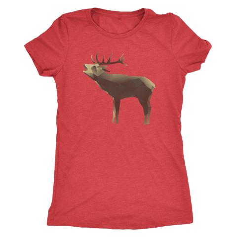 Image of Large Polygonaly Deer T-shirt Next Level Womens Triblend Vintage Red S