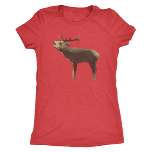 Large Polygonaly Deer T-shirt Next Level Womens Triblend Vintage Red S