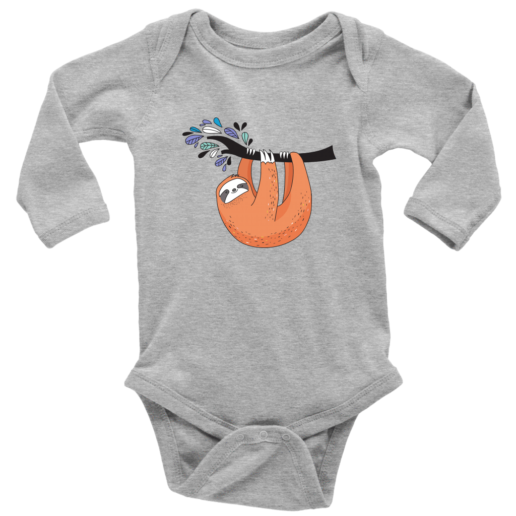 Just Hanging Onsies T-shirt Long Sleeve Baby Bodysuit Heather Grey NB