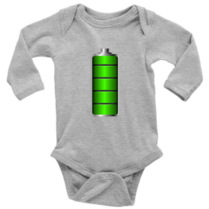 Fully Charged Onsies T-shirt Long Sleeve Baby Bodysuit Heather Grey NB