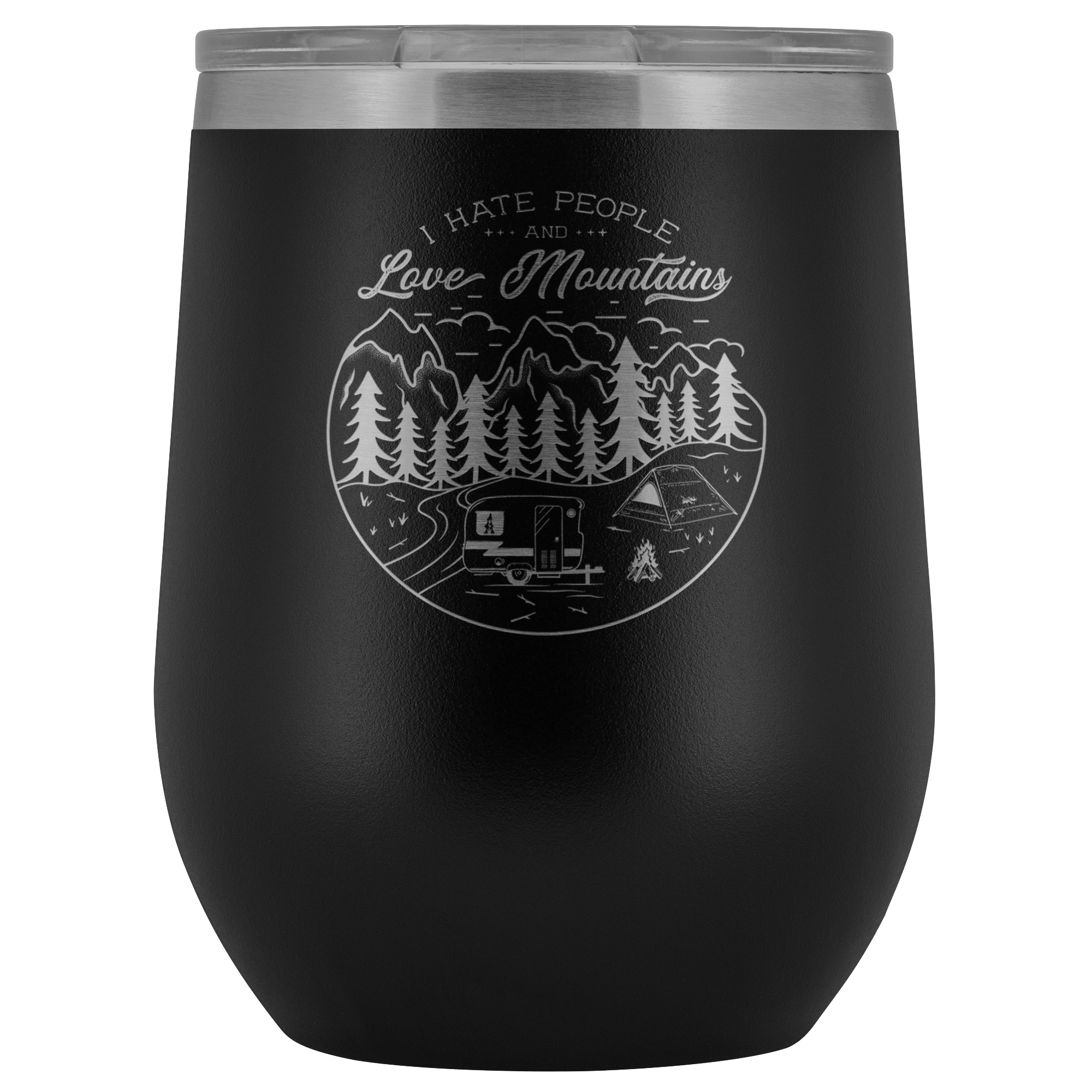Love The Mountains | Wine Tumbler Wine Tumbler Black 