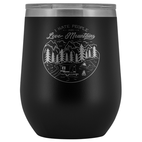 Image of Love The Mountains | Wine Tumbler Wine Tumbler Black 