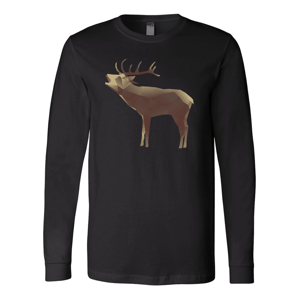 Large Polygonaly Deer T-shirt Canvas Long Sleeve Shirt Black S